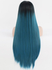 Fashion Synthetic Hair Lace Front Wig Straight Blue