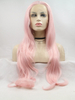 Pink Synthetic Lace Front Wig Natural Wave Wigs