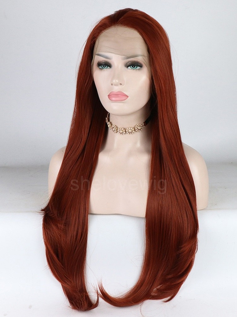 Natural Straight Cooper Color Artificial Hair Lace Front Wig