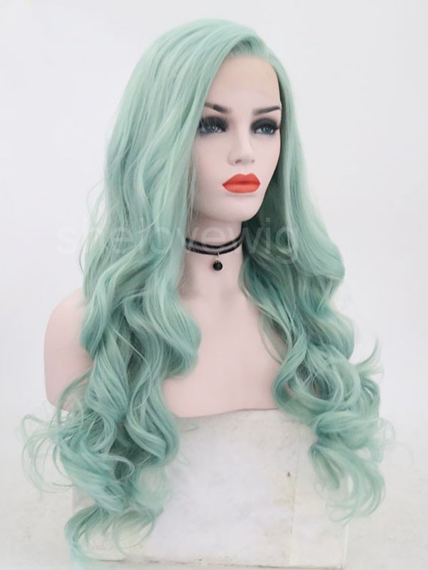 Green Root Lace Front Wig Synthetic Hair Ombre Color