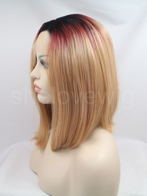 Bob Hairstyle Synthetic Lace Front Wig Three Ombre