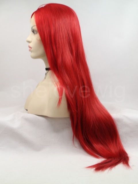 Red Lace Front Wig Synthetic Hair Natural Straight
