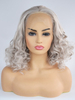 Curly Silver Gray Color Synthetic Lace Front Wig Short Hair