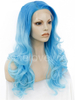 Ombre Light Blue Synthetic Lace Front Wigs Wavy Style