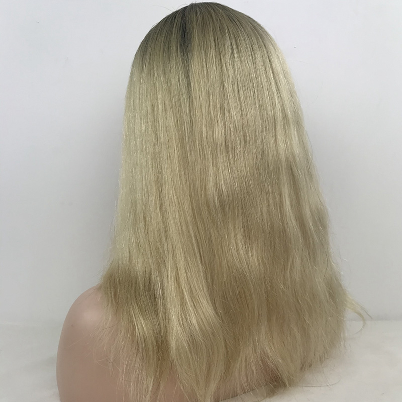 Human Hair Topper Ombre Blonde Color Silk Base Invisible Knots Straight Hair Topper with Clips