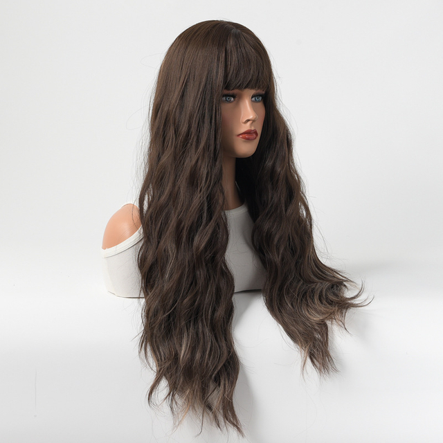 Machine Made Synthetic Wig Medium Brown Hair