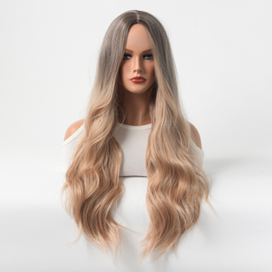 Long Length Ombre Blonde Synthetic Wig Machine Made