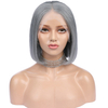 Dark Grey Color Remy Human Hair Glueless Lace Wigs Short Length Bob Hair
