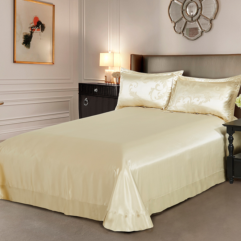 100 Real Silk Pure Color Flat Sheets with Bedskirts 