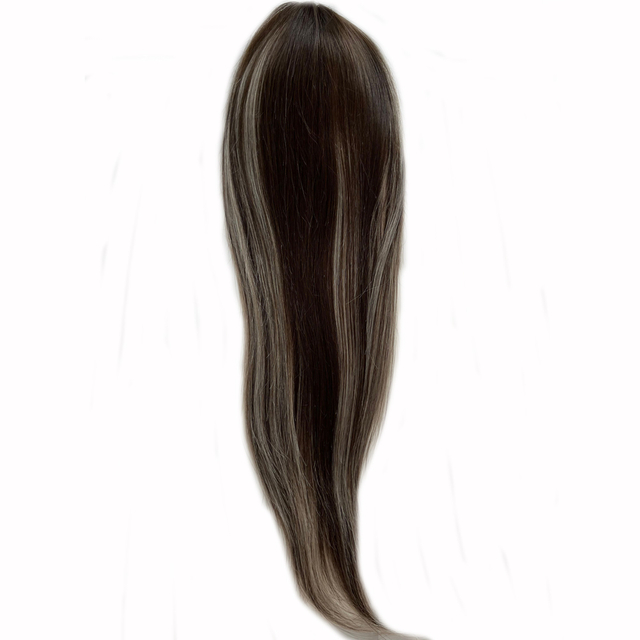 Mono Hair Toppers for Women with Clips Virgin Huamn Hair Highlight Color 