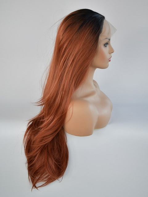 Black Orange Ombre Synthetic Hair Lace Front Wig
