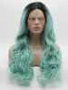 Black Root with Green Synthetic Lace Front Wig