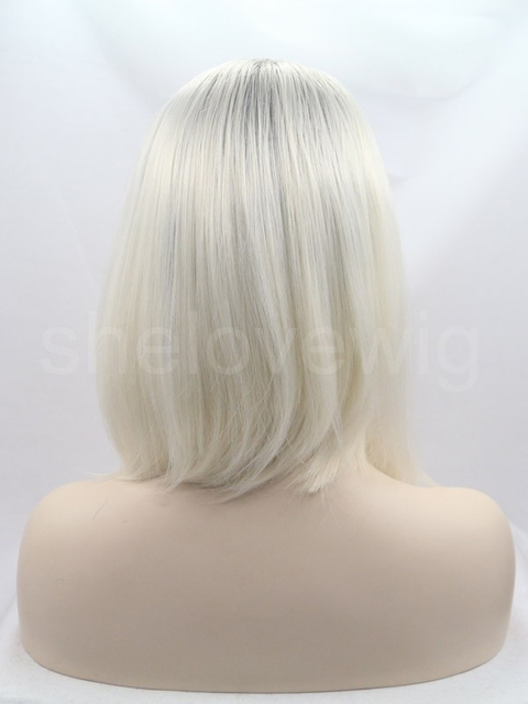 Bob Lace Front Wig Synthetic Hair Black Root Blonde Color