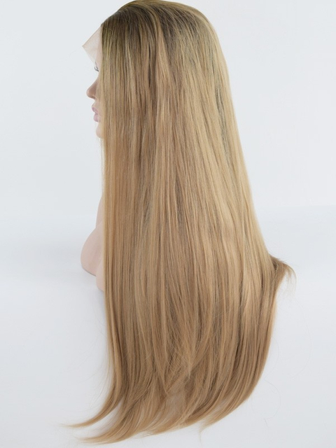 Custom Synthetic Lace Front Wig Straight Ombre Color