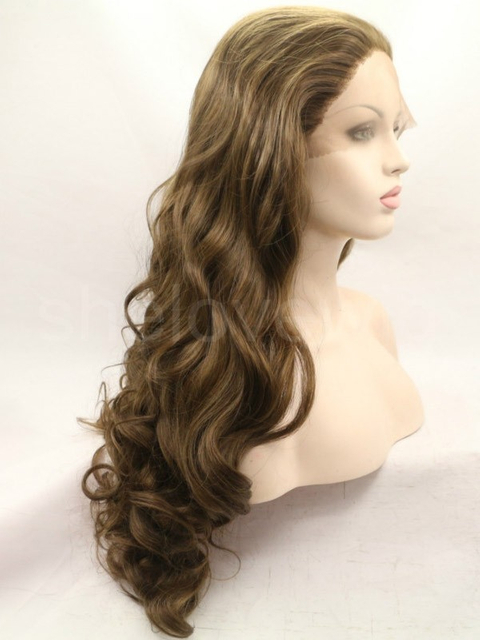 Deep Wave Brown Fiber Hair Lace Front Wig Grace