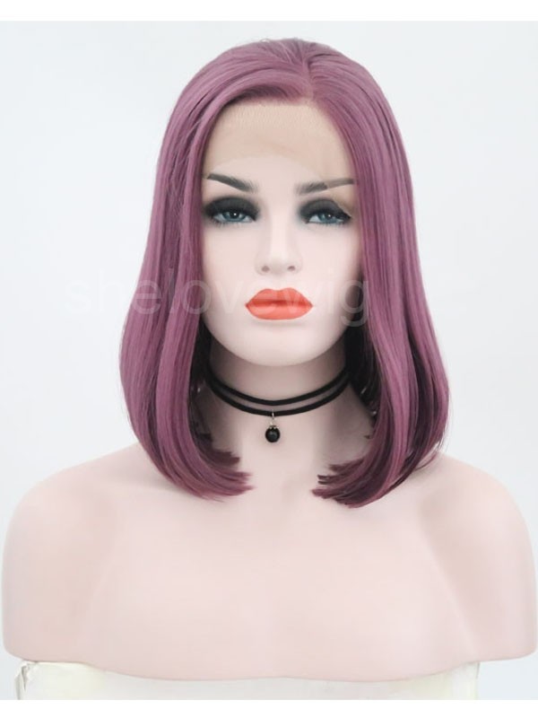 Bob Hair Blonde with Purple Synthetic Lace Front Wig