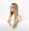 Ombre Ash Blonde Synthetic Wig Machine Made Natural Looking