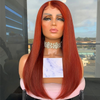 Orange Ginger Color Silk Straight Lace Front Wigs Brazilian Hair Human Hair Full Lace Wigs 