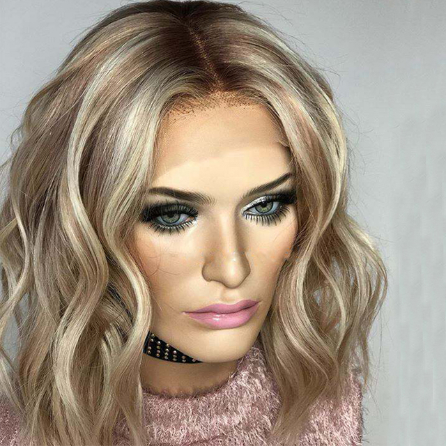 Ash Blonde Mixed Color Virgin Human Hair Lace Wigs Ombre Color Mixed Color Lace Front Wigs